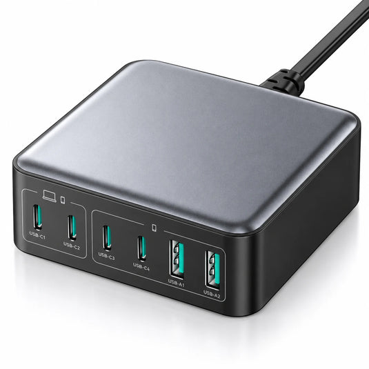 Chargeur bureau charge rapide 200W GaN 6 en 1