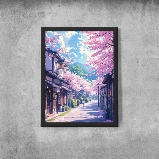 Affiche - Village cerisiers sakura - Anime