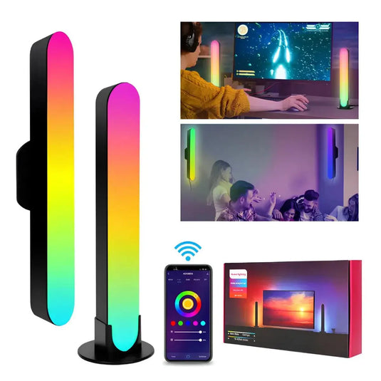 Barres LED RGB contrôlées par application, sur socle ou fixées au mur