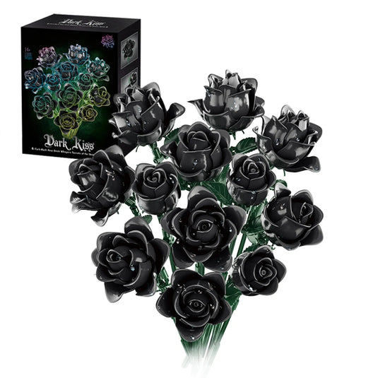 Blocs de construction bouquet fleurs roses noir