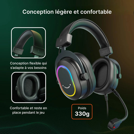 Casque gamer rgb ps5 pc