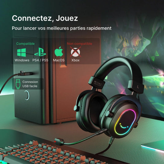 Casque gaming ps5 avec micro