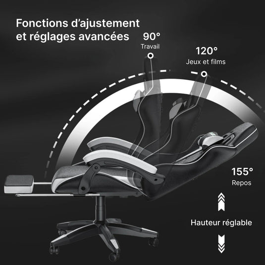 Chaise bureau gaming reglable cuir ergonomique