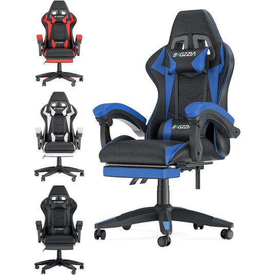 Chaise de bureau gaming réglable bleu