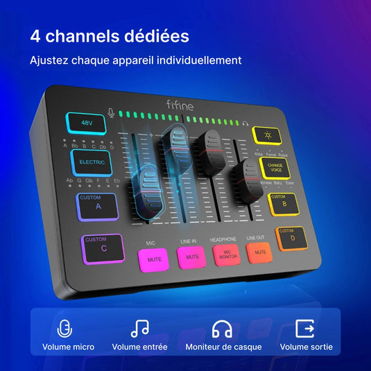 Console mixage audio streaming rgb