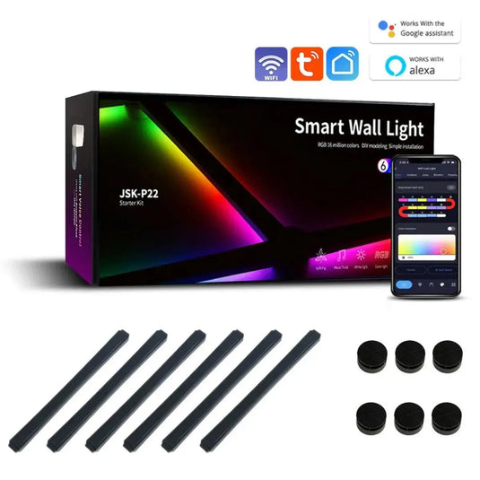 Contenu du kit de 6 barres LED murales connectées avec connecteurs