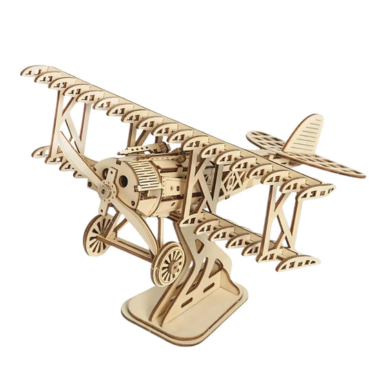 Maquette avion bois 3D biplan vintage