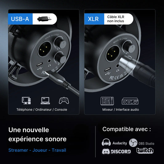 Microphone dynamique USB XLR streamer