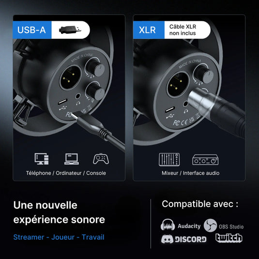 Microphone dynamique USB XLR streamer