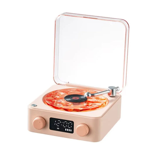 Mini enceinte bluetooth portable vinyle rose