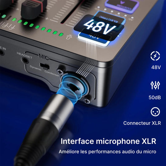 Mixeur audio gaming rgb