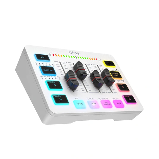 Mixeur audio rgb gaming streaming blanc