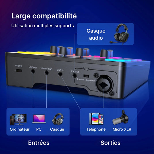 Mixeur interface audio rgb