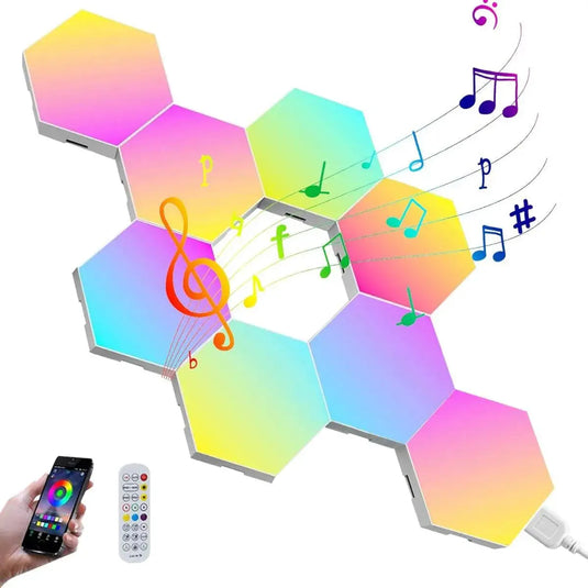 Mode musical des panneaux LED hexagonaux avec télécommande et application