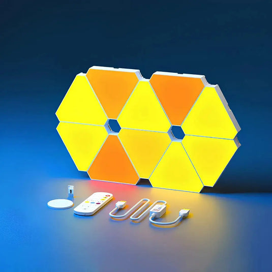 Composition modulaire de panneaux LED RGB triangulaires