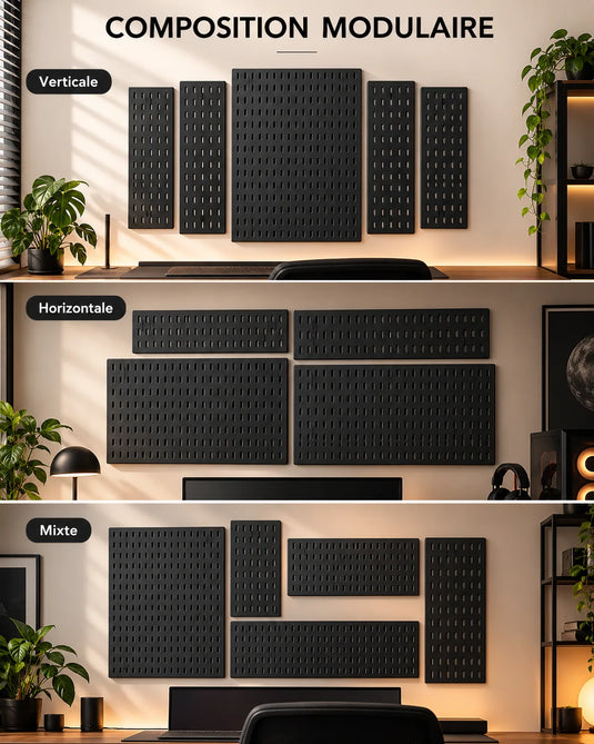 Panneau perforé de bureau – Pegboard gaming noir