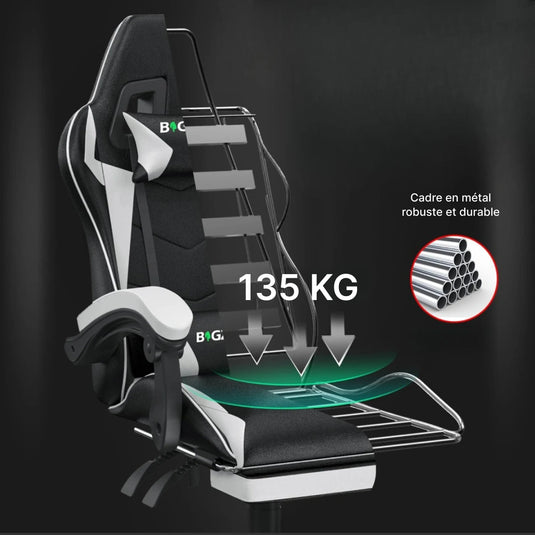 Siege gaming reglable ergonomique noir