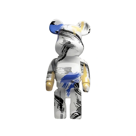 Statue ours design résine blanc art abstrait