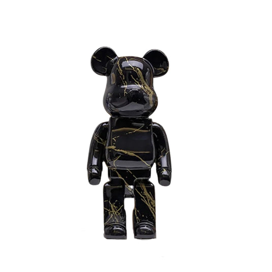 Statue ours design résine noir marbré