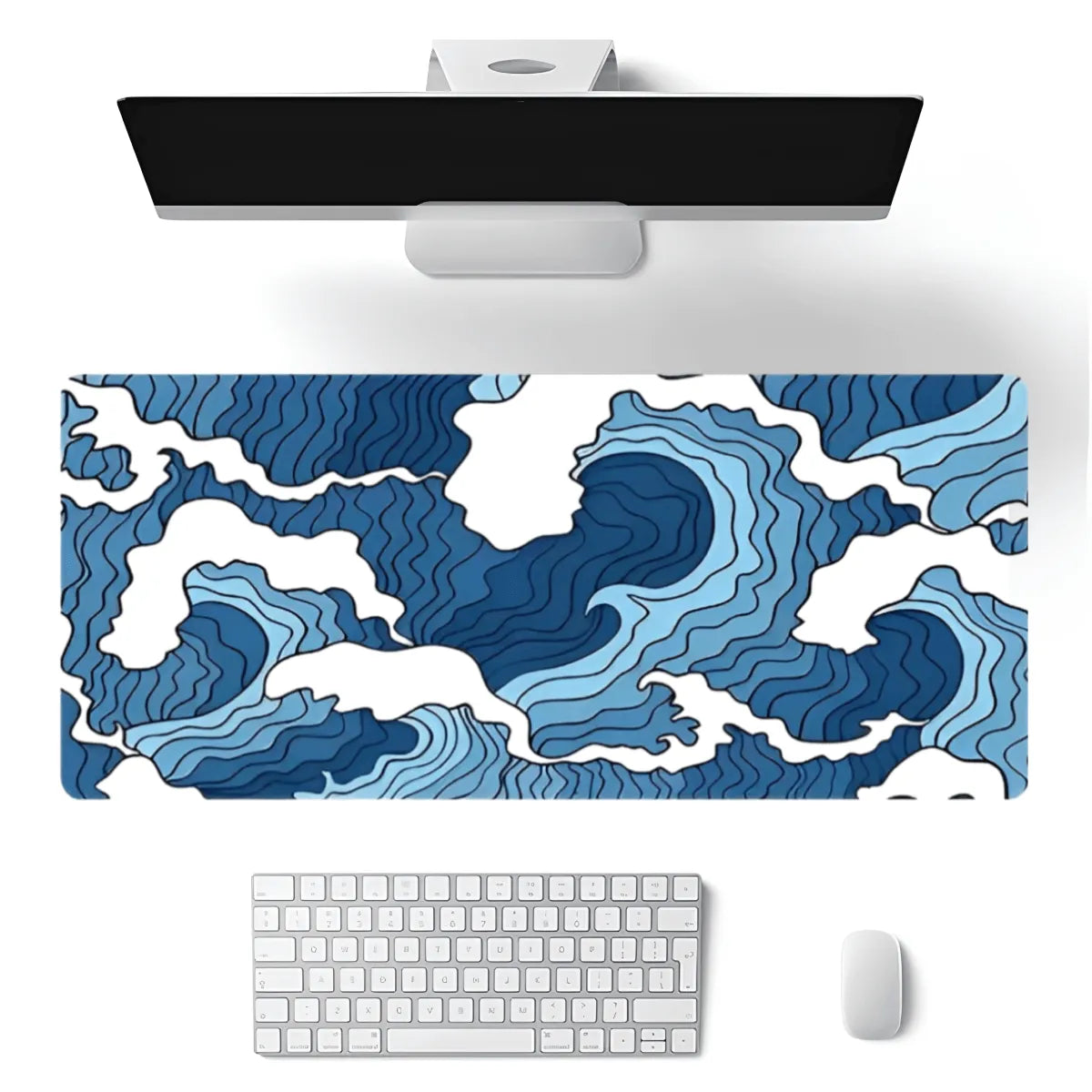 Tapis De Souris Gaming XXL Wuthering Waves - 90x40 Cm - Surface Lisse, Base Antidérapante - Bleu Design Iuno
