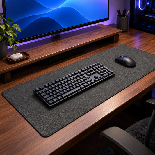 Tapis de souris XXL en coton et lin pour bureau gamer