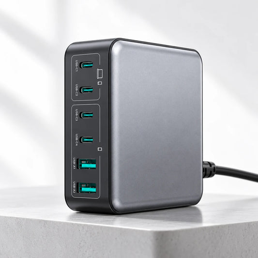 Chargeur bureau charge rapide 200W GaN 6 en 1