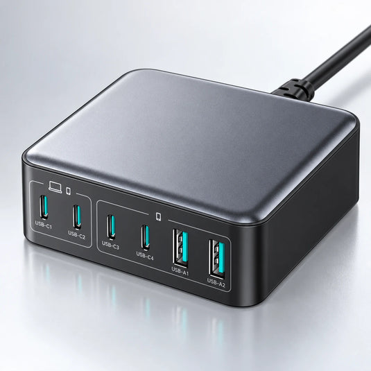 Chargeur bureau charge rapide 200W GaN 6 en 1