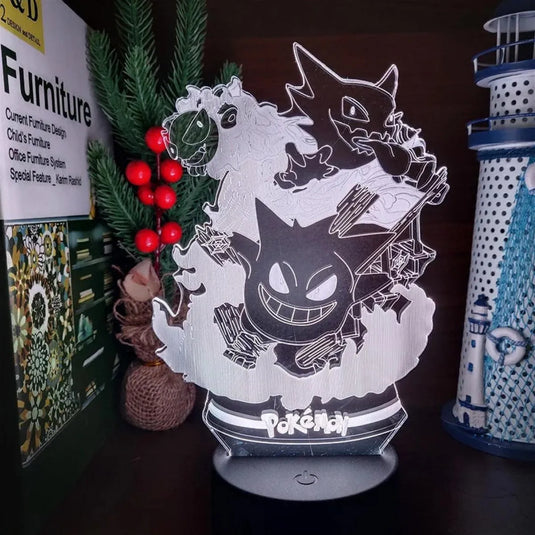 lampe 3d led ectoplasma evolution pokémon blanc