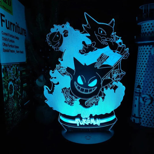 lampe 3d led ectoplasma evolution pokémon bleu