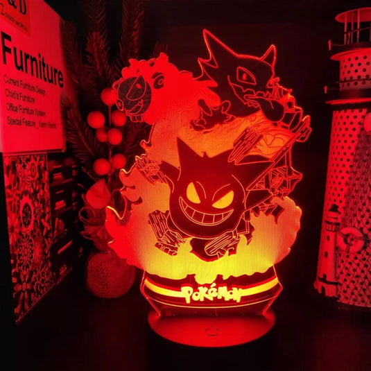 lampe 3d led ectoplasma evolution pokémon rouge