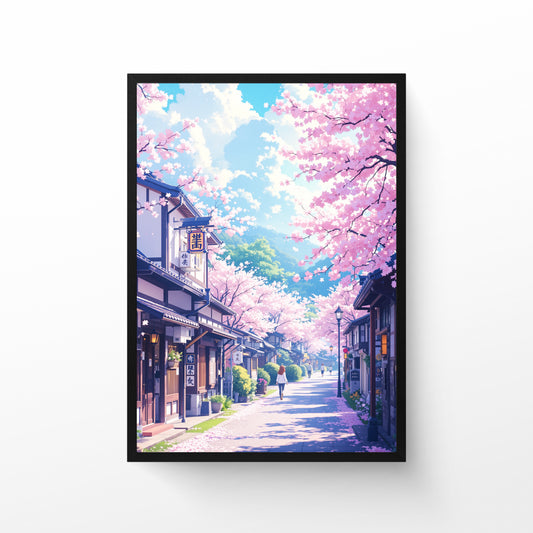 Affiche - Village cerisiers sakura - Anime