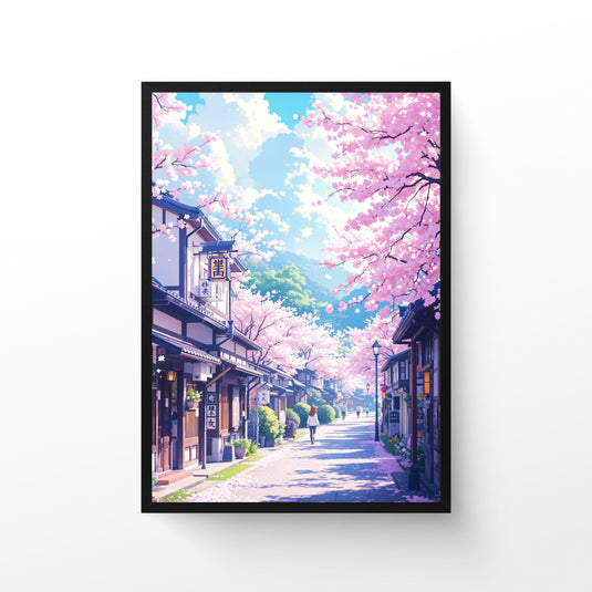 Affiche - Village cerisiers sakura - Anime