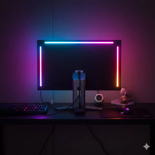 Trois barres LED Ambilight installées à l’arrière d’un écran PC