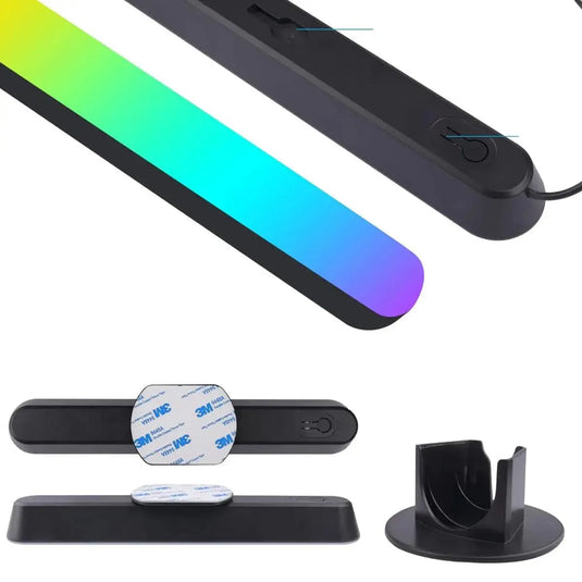 Détails des barres LED RGB avec socle et support adhésif