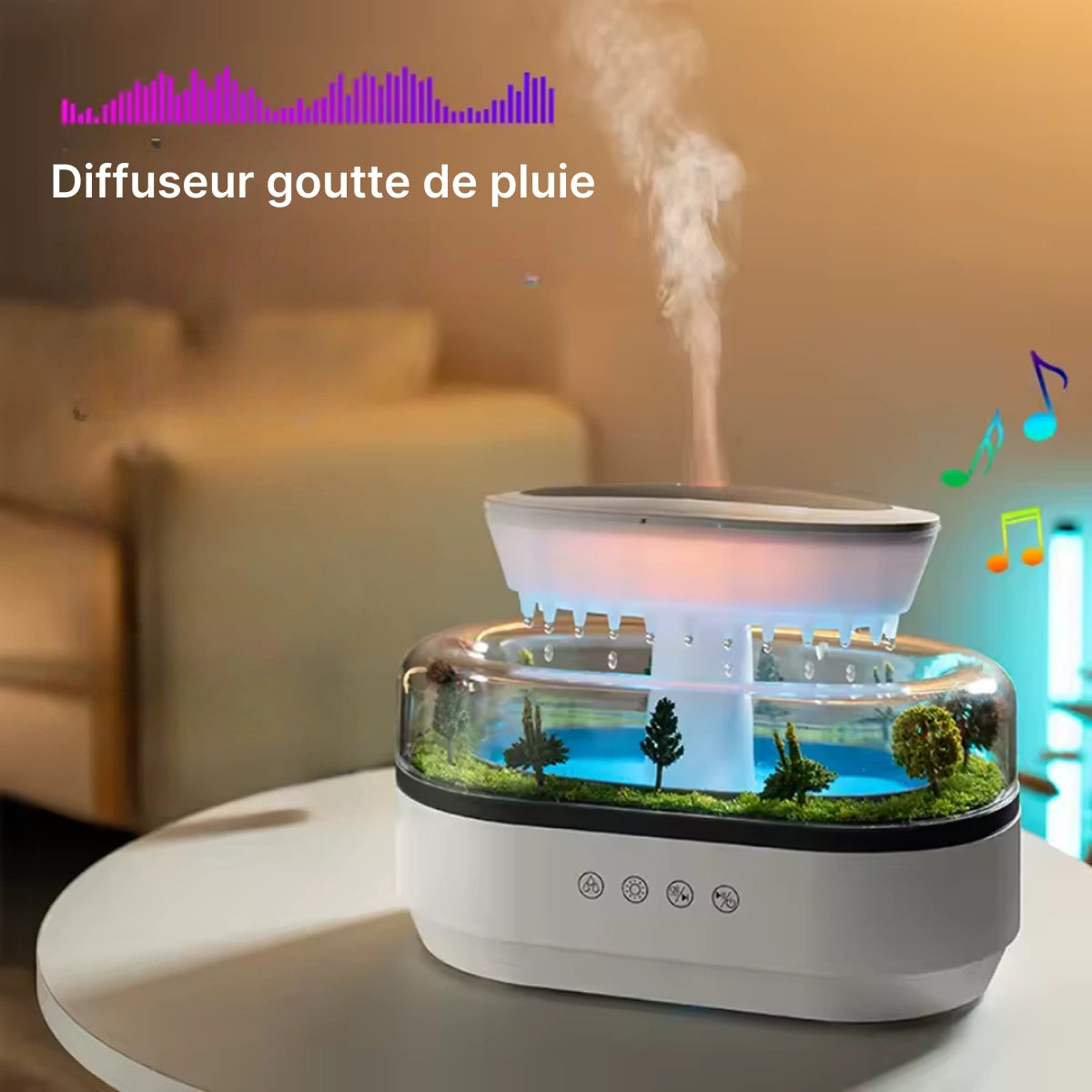 Humidificateur D'ambiance Goutte D'eau Champignon - 400 Ml, Lumières LED Réglables - Brume Froide, Aromathérapie
