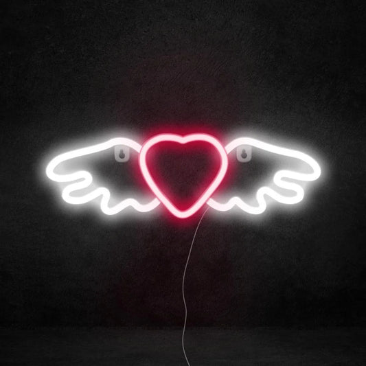 Enseigne neon led coeur aile