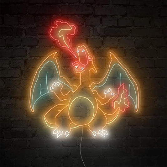 Enseigne neon LED - Dracaufeu Pokémon