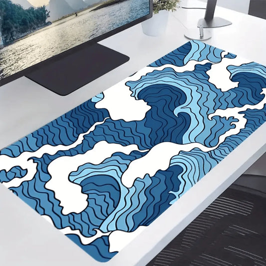 Grand tapis de souris vagues bleues