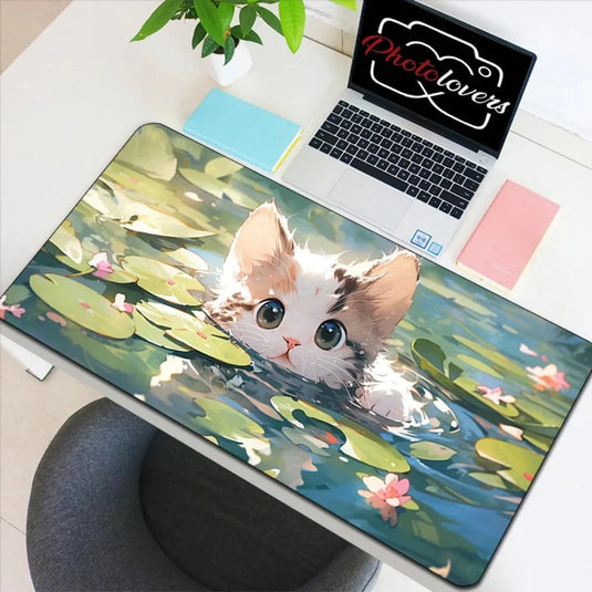 Grand tapis de souris chat kawaii