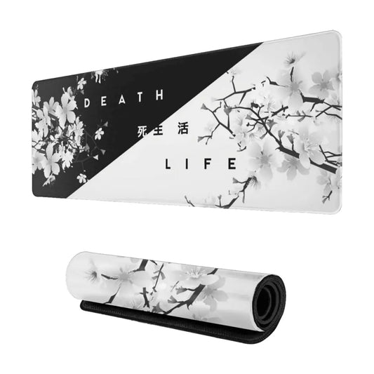 Grand tapis de souris XXL Sakura cerisier Japonais noir et blanc