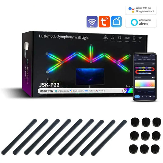 Contenu du kit de 9 barres LED murales connectées avec connecteurs