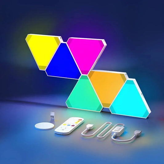 Kit de panneaux LED RGB triangulaires avec télécommande et connecteurs