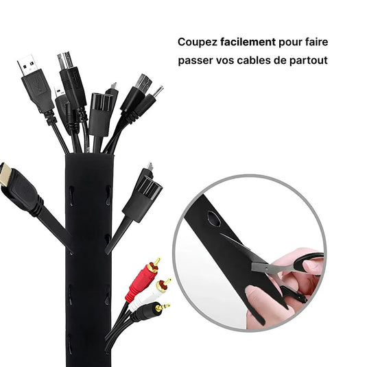 manchon gestion des cables bureau avec fermeture