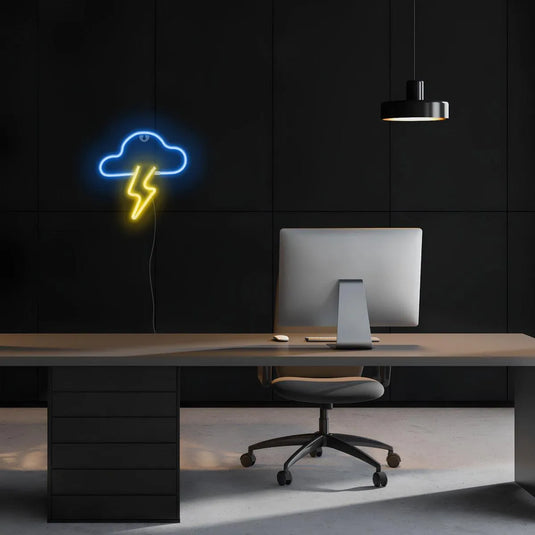 neon led bureau nuage et eclair