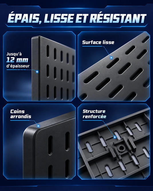 Panneau perforé de bureau – Pegboard gaming noir