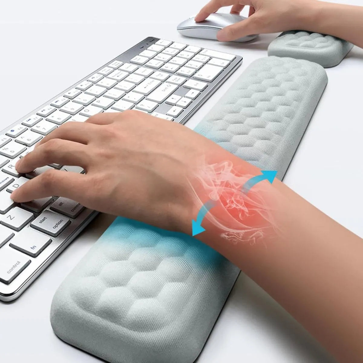 Repose-Poignet Ergonomique Mousse Mémoire De Forme Avec Base Antidérapante - Modèle Chat Pour Clavier Gaming Et Bureau