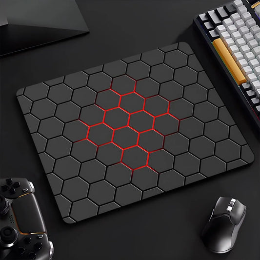 tapis de souris gamer hexagone rouge led rgb