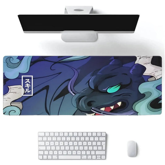 Tapis de souris XXL bureau dragon bleu anime style japonais