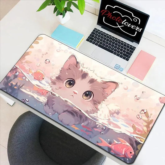 grand tapis de souris chat kawaii