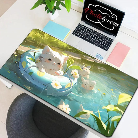 Tapis de souris XXL Chat Kawaii Nature eau